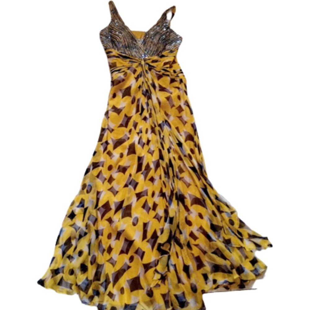 HOST PICK !!  TERANI COUTURE  Maxi Evening Gown Silk Dress  UK 10 (US 6-8)